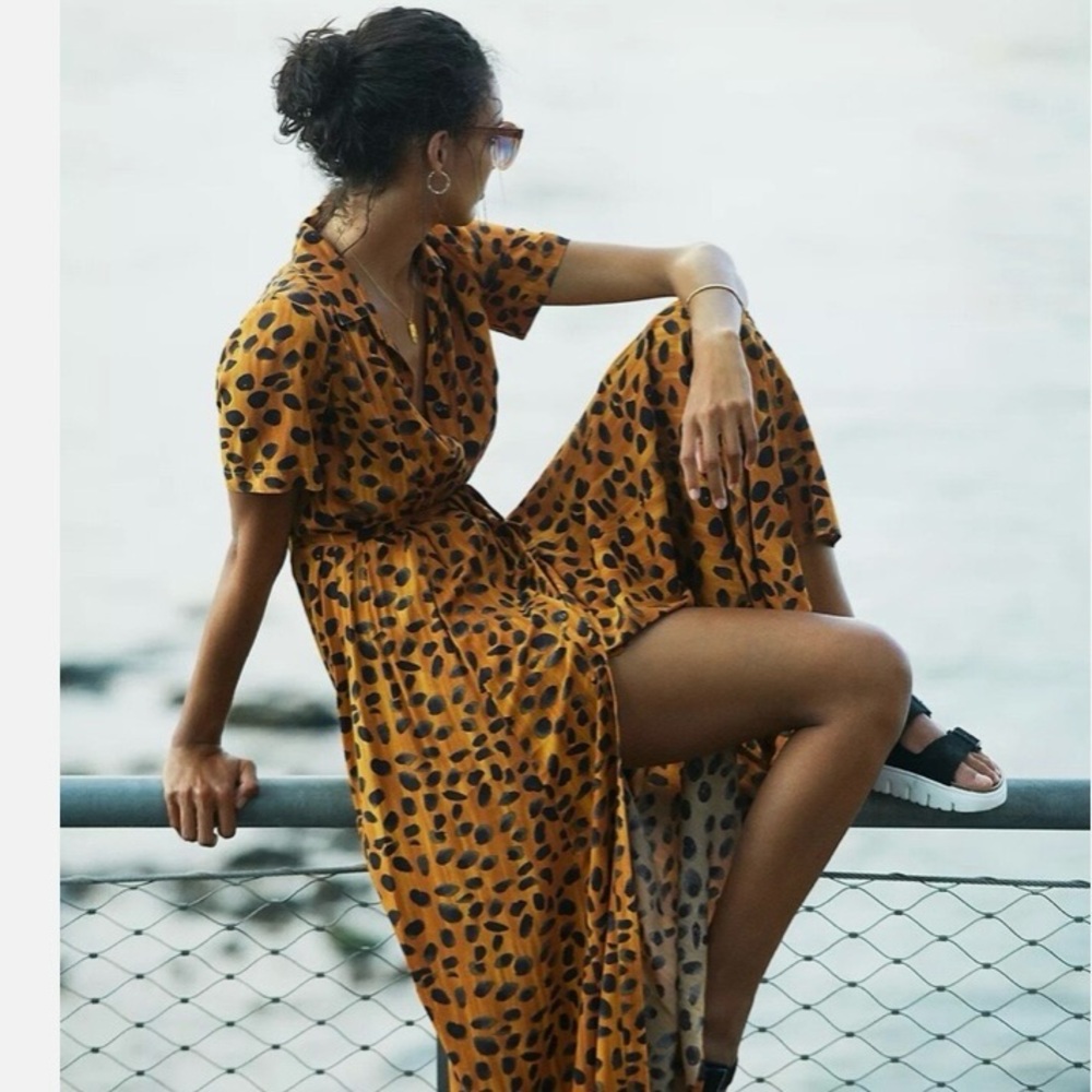 ANTHROPOLOGIE Porridge Vianne Maxi Women's Dress Size 16W Cheetah Leopard Print - Picture 3 of 14